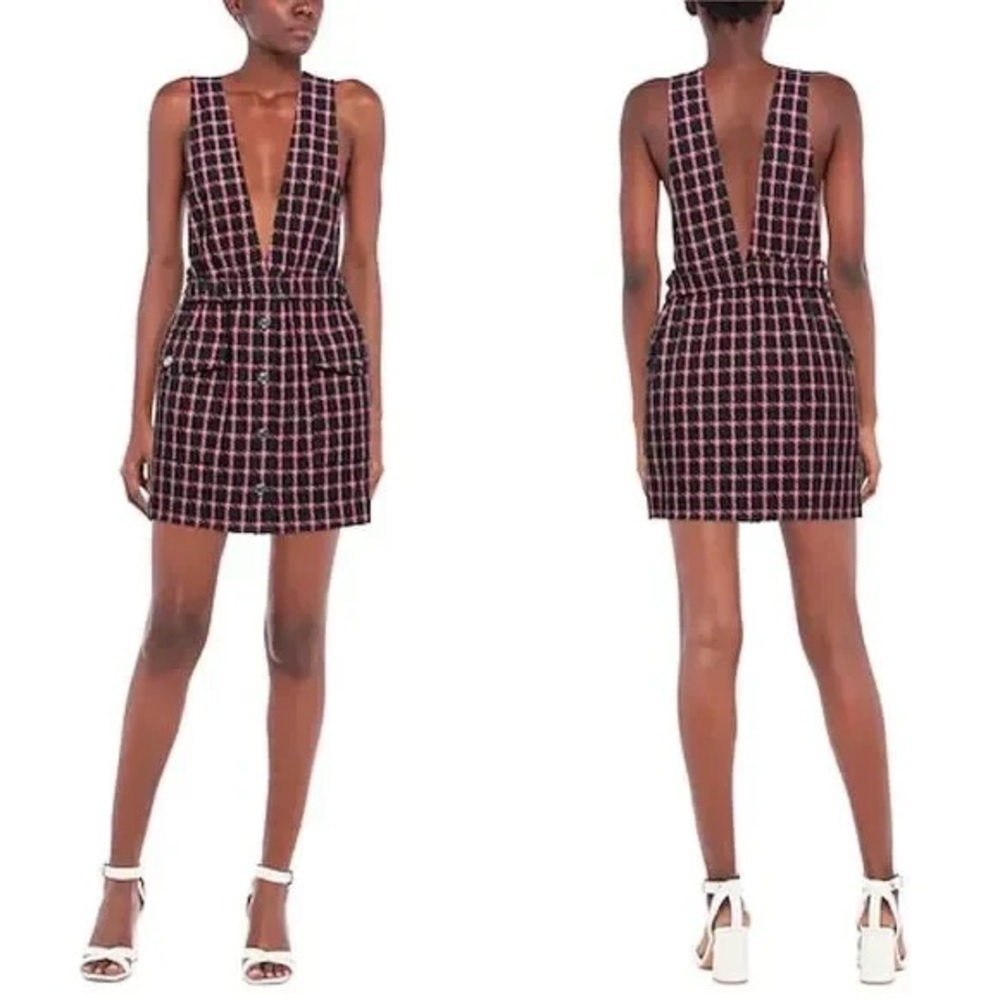 Maje Short dress with wide straps Checked Pattern New